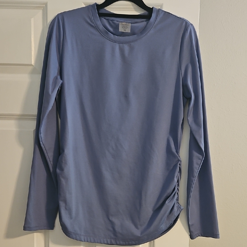 CALIA by Carrie Underwood Ruched Blue Long Sleeve Tee